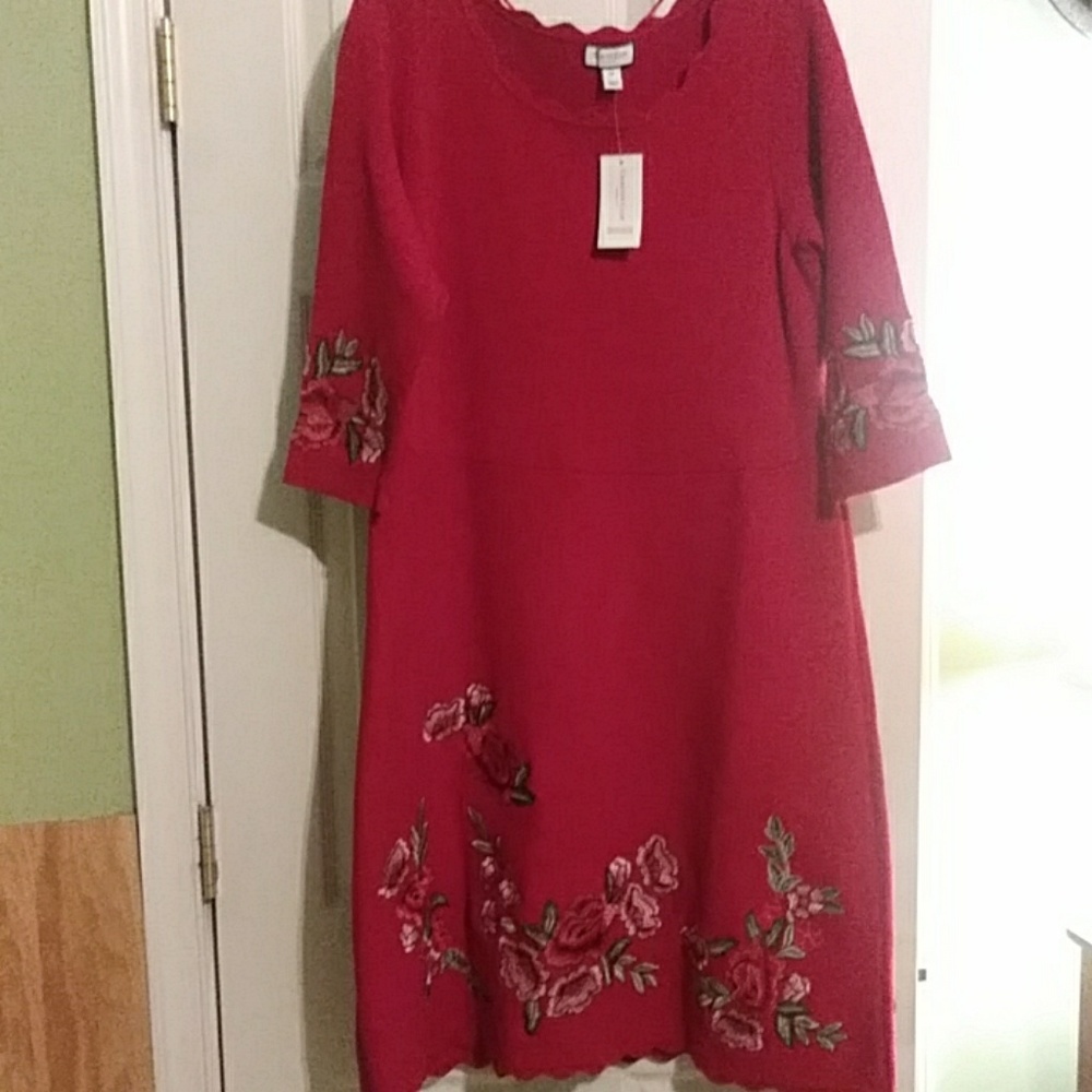 Red sweater dress